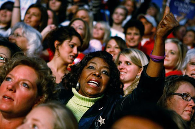 Supporters cheer for Republican presidential candidate  John McCain during a campaign rally in Ohio