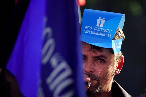 Sofia, Bulgaria: steel protester