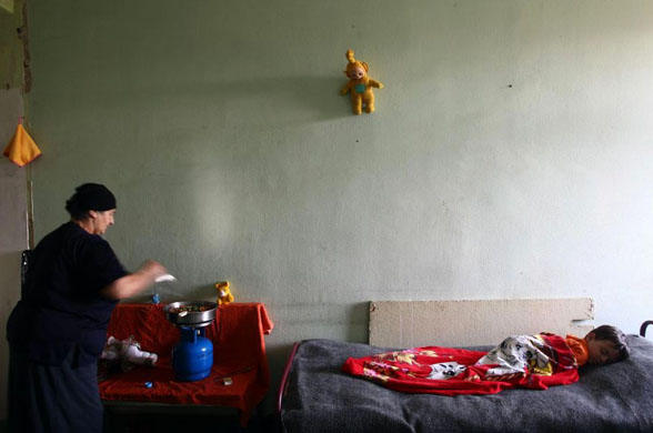 A georgian refugee and child