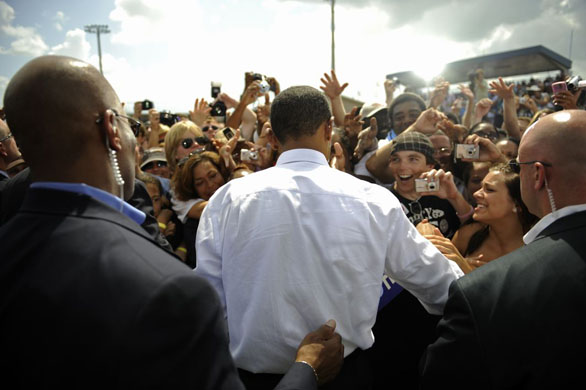 Barack Obama at an election rally in Florida 