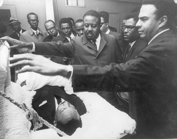 Dr Martin Luther King Jr dead in coffin