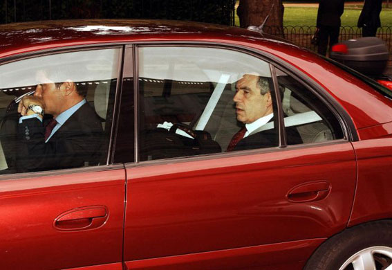 Gordon Brown on his way to the Treasury