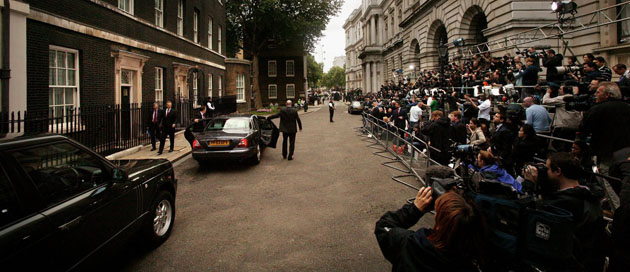 Mr Blair leaves 10 Downing Street for the Houses of Parliament