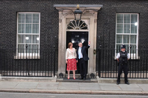 Mr Brown walks into No 10 for the first time as prime minister