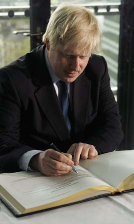 Boris Johnson signs as Mayor