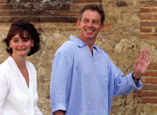 2001, Saint-Martin d'Oydes, France: Tony Blair enjoys a walk with Cherie
