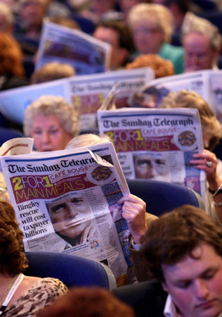 d read the papers during a break