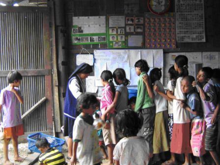 In the meantime education is being provided, where possible, in makeshift shelters