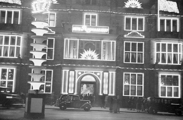 Illuminated building in Blackpool