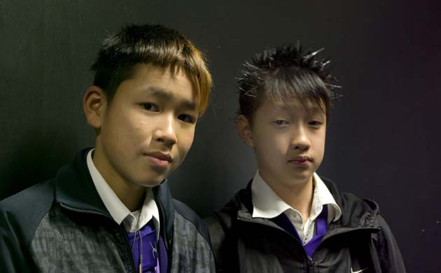 Two boys during lunchtime