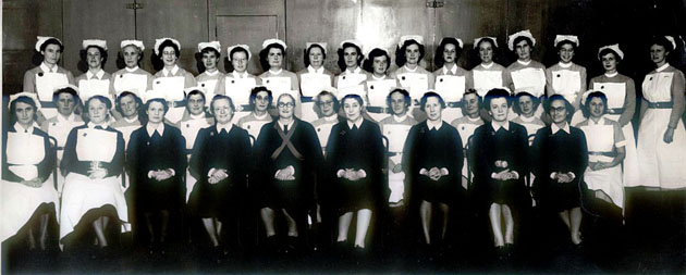 NHS nurses pose for a photograph in 1957