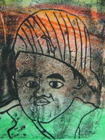 Colour monoprint portrait