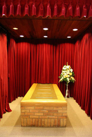 Coffin altar at crematorium