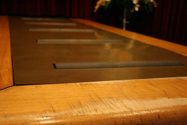 Marks made by coffins on crematorium altar