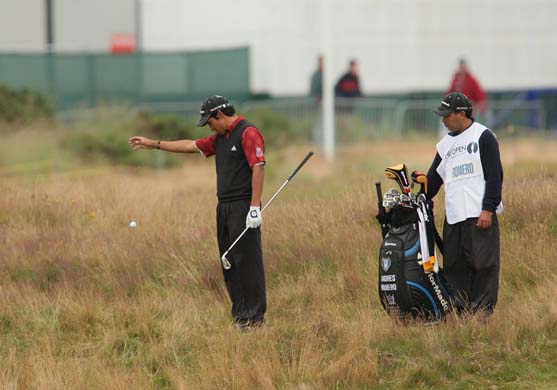 Andres Romero takes a drop