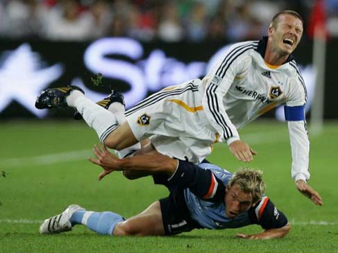 David Beckham falls