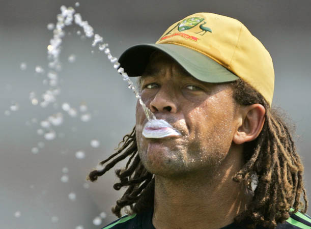 Andrew Symonds spitting water