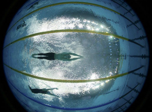 Laszlo Cseh of Hungary competes in the heats of the men's 400m individual medley swimming competition 