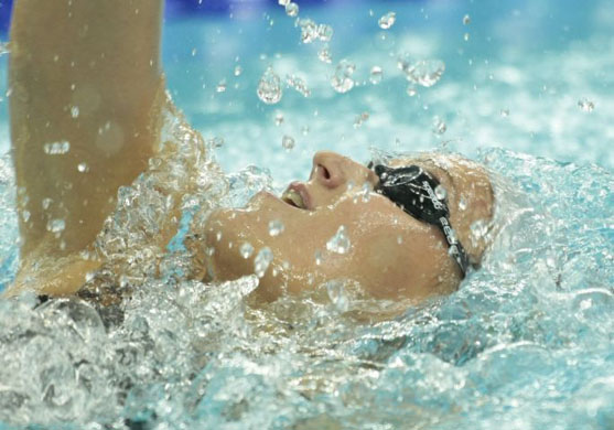 Spain's Mireia Belmonte swims in a women's 400-meter individual medley heat 