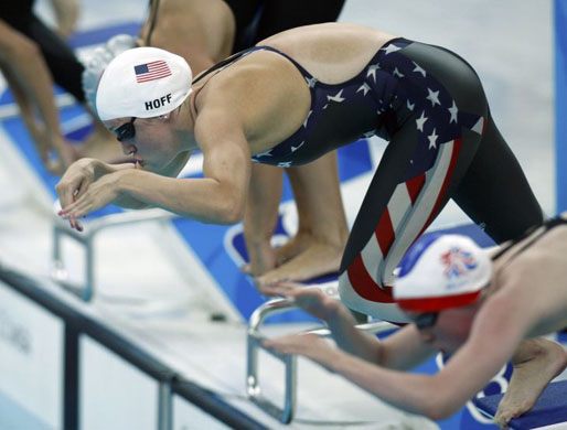 Katie Hoff of the U.S. starts her women's 400m individual medley swimming heat 