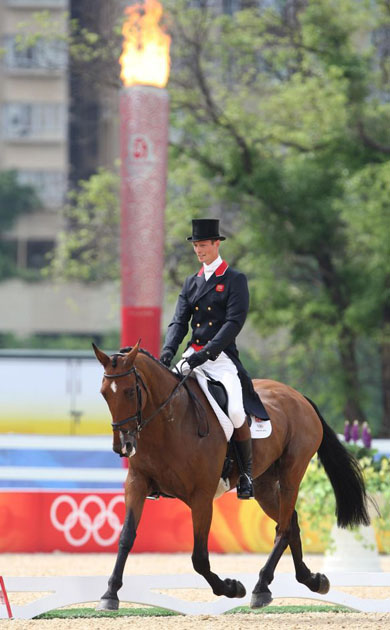 Great Britain's William Fox-Pitt on Parkmore Ed performs his dressage test in Hong Kong 