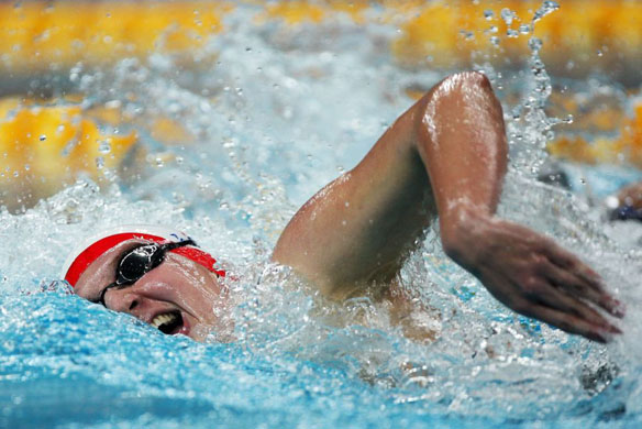 Rebecca Adlington on her way to second place in the Women's 400m Freestyle  Heat  