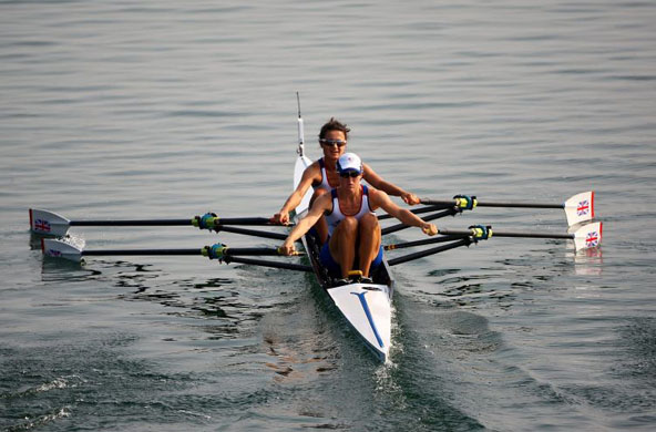 Helen Casey and Hester Goodsell compete in the Women's Double Sculls 