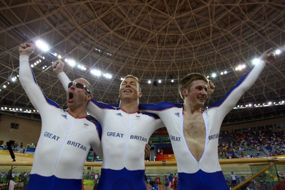 celebrating their gold medal