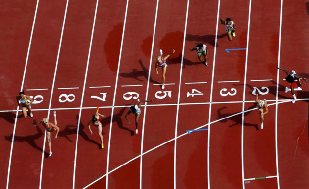 aerial shot of hurdles