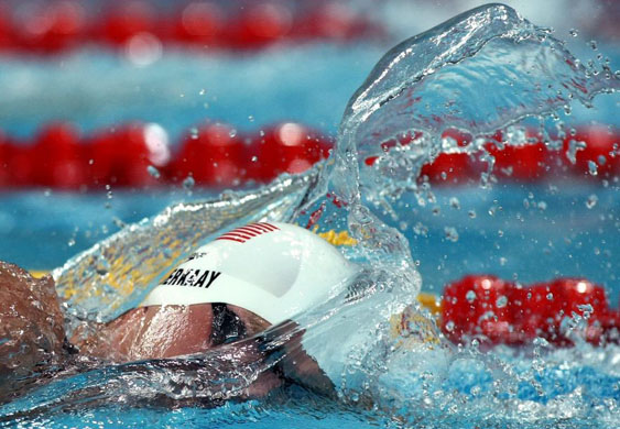 Olympics swimming: Peter Vanderkaay of the US competes in the Men's 1500m Freestyle Heats 
