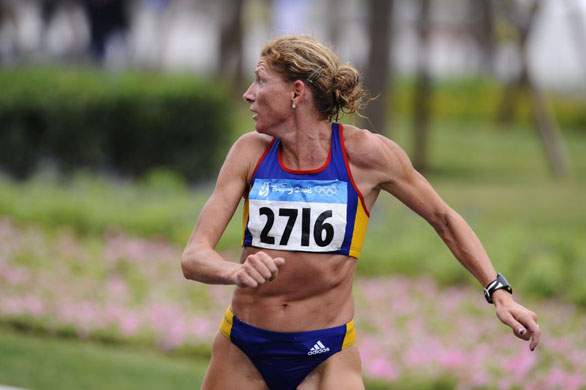 Winner Constantina Tomescu anxiously looks round 