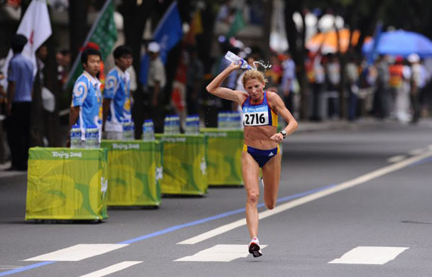 Constantina Tomescu of Romania cools off