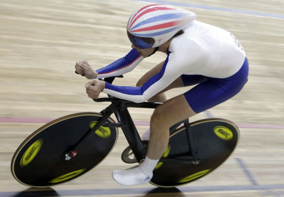 Britain's Rebecca Romero pedals on her way to winning the gold medal