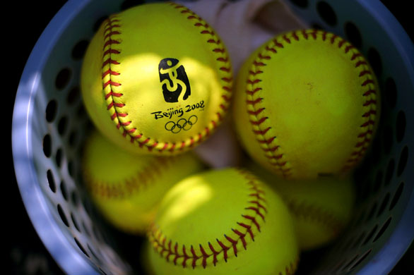 basket of softballs