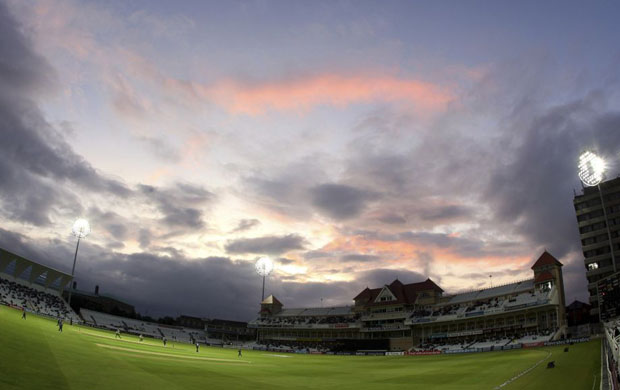 General view of Trent Bridge under lights during the match between Nottinghamshire and Durham 