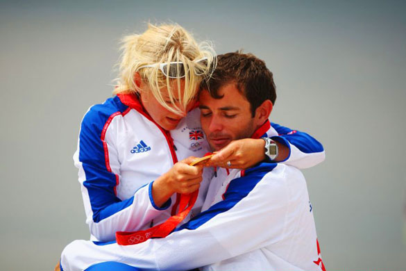 sailing couple celebrate