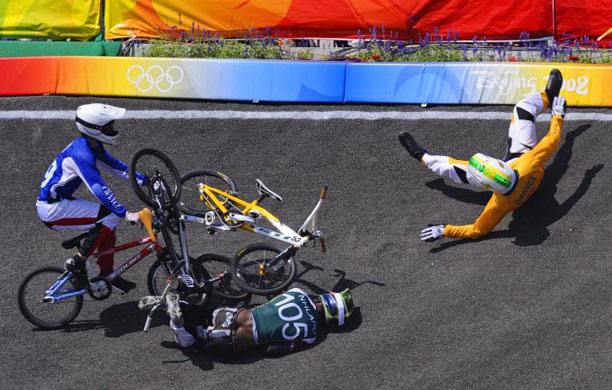 Crash in the men's BMX final
