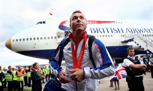 Chris Hoy and team GB Heathrow