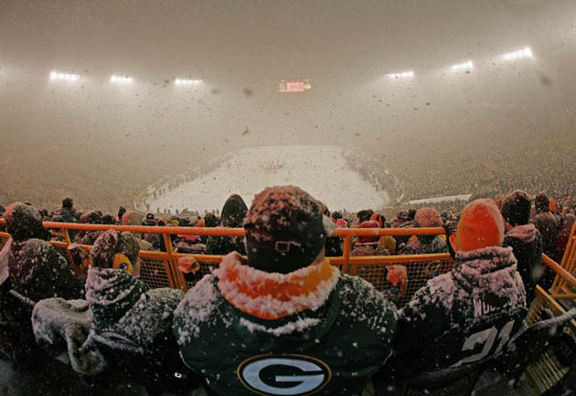 NFL football game in the snow