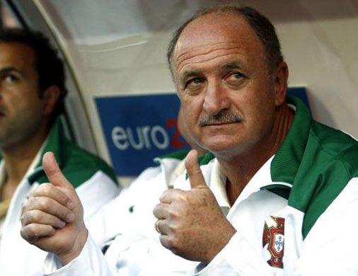 Portugal manager celebrates second goal of his team in Basel 