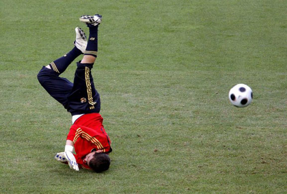 Spanish goalkeeper Iker Casillas during a training session in Vienna