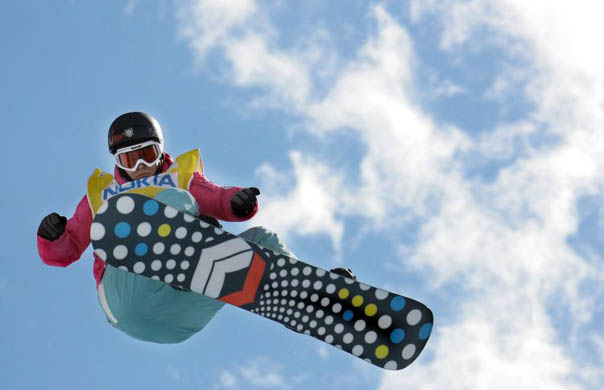 Laura Pesko, jumps to win the Halfpipe Fis World Cup Grand Final