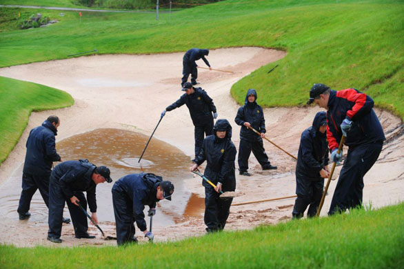 Staff repair a bunker