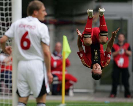 Miroslav Klose celebrates goal against Belarus