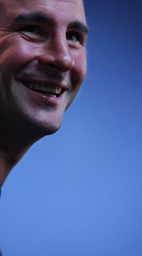 Joe Calzaghe talks to the media