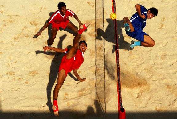 High kicking during the Beach Games