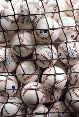 Basket of baseballs