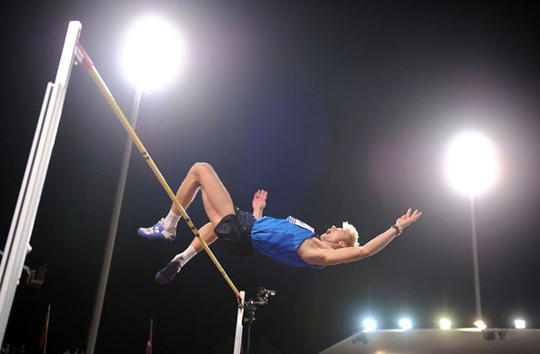 September 2 2008: Russia's Andrey Silnov competes during the men's high jump event during the athletics IAAF Super Grand Prix Athletics meeting
