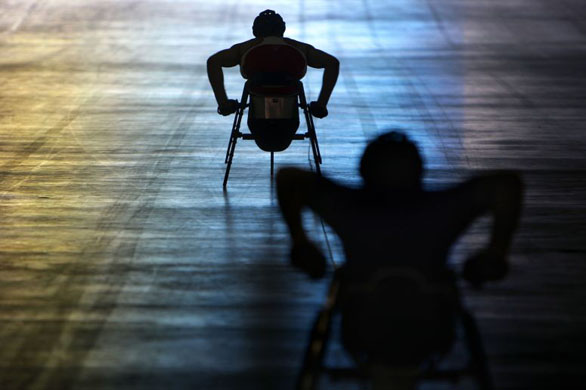 September 3 2008: Athletes test their tricycles at the Olympic National Stadium, Beijing