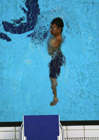 September 5 2008: Christopher Tronco Sanchez of Mexico swims during a training session prior to the Beijing Paralympic Games